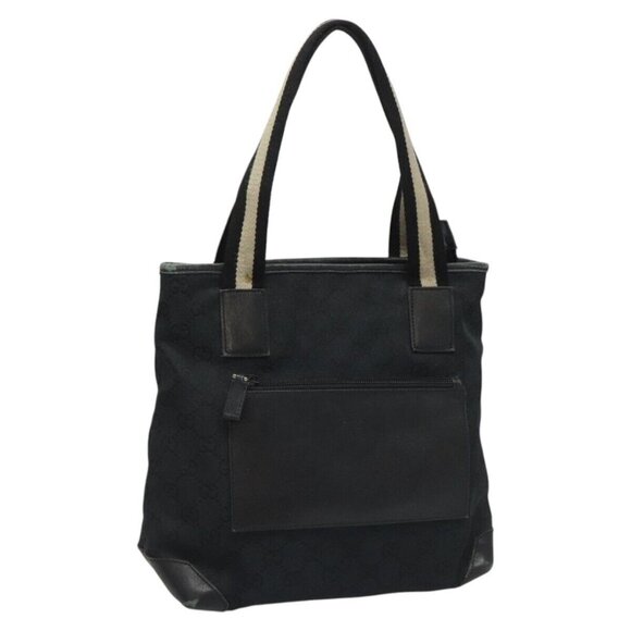 GUCCI GG Canvas Sherry Line Tote Bag Black White 019 0402 1705 Auth yk16982 - Picture 1 of 15